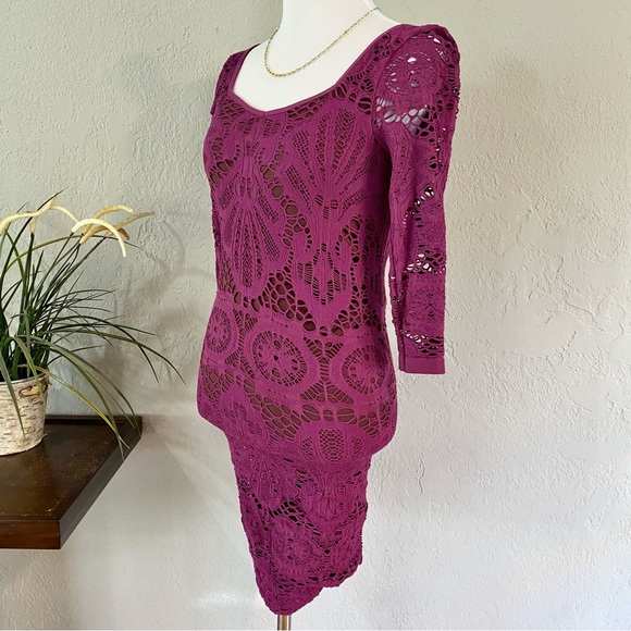 EUC Free People Medallion Crochet Lace Seamless Bodycon Dress, XS/S - Picture 4 of 13